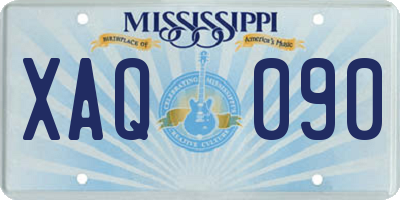 MS license plate XAQ090