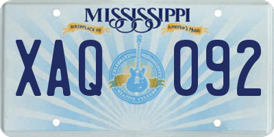 MS license plate XAQ092