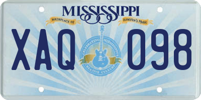 MS license plate XAQ098