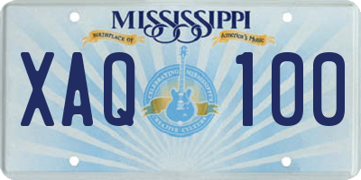 MS license plate XAQ100
