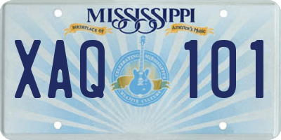 MS license plate XAQ101