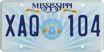 MS license plate XAQ104