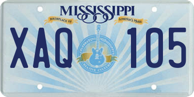 MS license plate XAQ105
