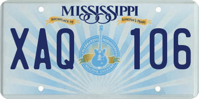 MS license plate XAQ106