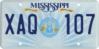 MS license plate XAQ107