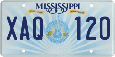 MS license plate XAQ120