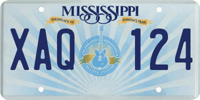 MS license plate XAQ124