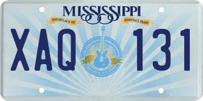 MS license plate XAQ131