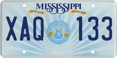 MS license plate XAQ133