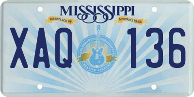 MS license plate XAQ136