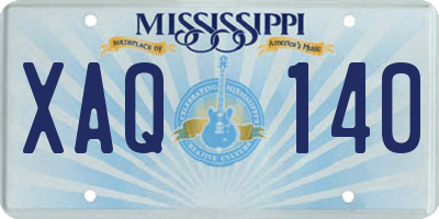 MS license plate XAQ140