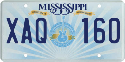 MS license plate XAQ160