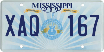 MS license plate XAQ167