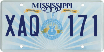 MS license plate XAQ171