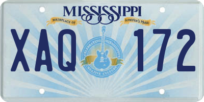 MS license plate XAQ172