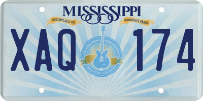 MS license plate XAQ174