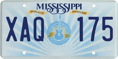 MS license plate XAQ175