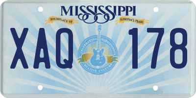 MS license plate XAQ178