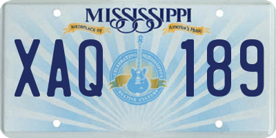 MS license plate XAQ189