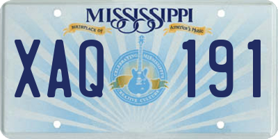 MS license plate XAQ191