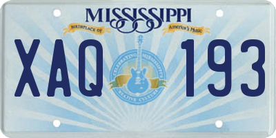 MS license plate XAQ193
