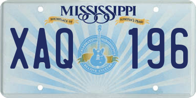 MS license plate XAQ196