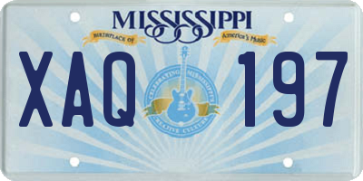 MS license plate XAQ197