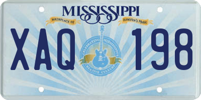 MS license plate XAQ198