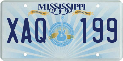 MS license plate XAQ199