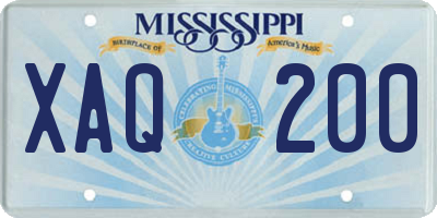 MS license plate XAQ200