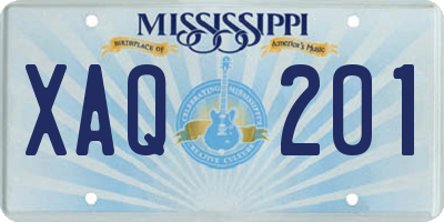 MS license plate XAQ201