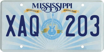 MS license plate XAQ203