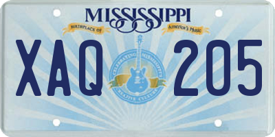 MS license plate XAQ205