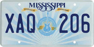 MS license plate XAQ206