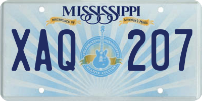 MS license plate XAQ207
