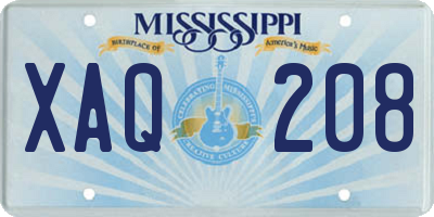 MS license plate XAQ208