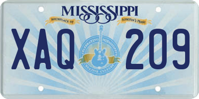MS license plate XAQ209