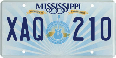 MS license plate XAQ210
