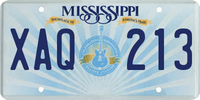MS license plate XAQ213