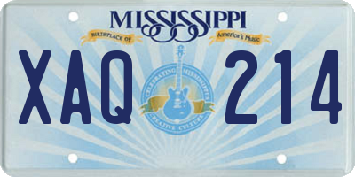 MS license plate XAQ214