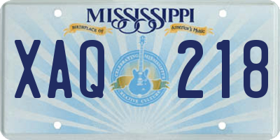 MS license plate XAQ218
