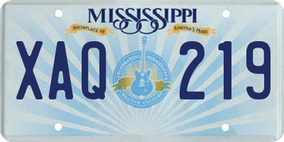 MS license plate XAQ219