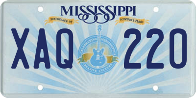 MS license plate XAQ220