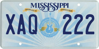 MS license plate XAQ222