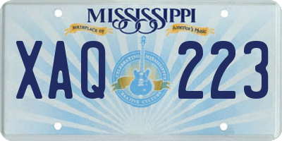 MS license plate XAQ223