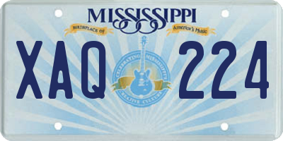 MS license plate XAQ224