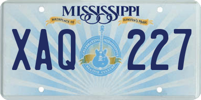 MS license plate XAQ227