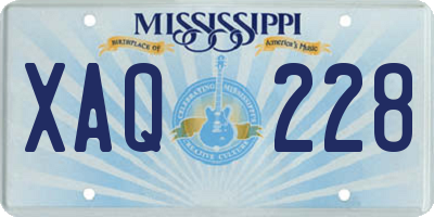 MS license plate XAQ228
