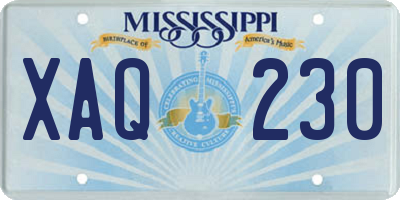 MS license plate XAQ230