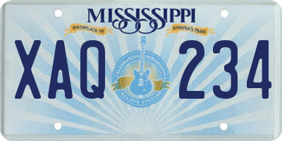 MS license plate XAQ234